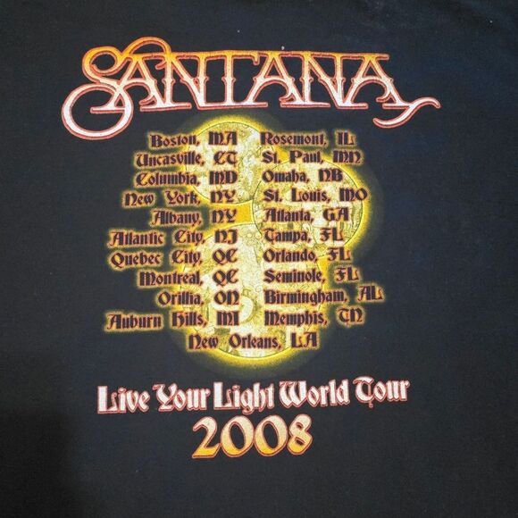 Santana Shirt World Tour Live Your Light Texas Graphic Tee 2008 Y2K M - Picture 4 of 8